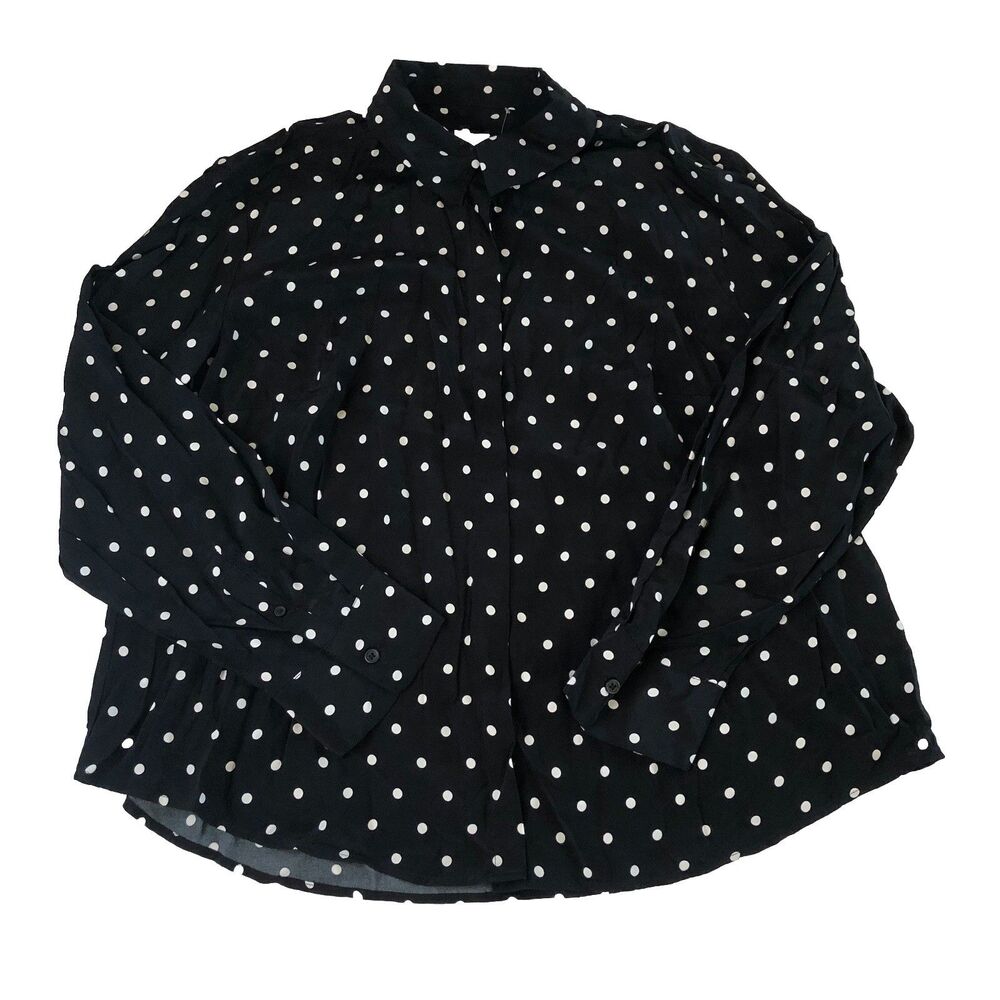 A New Day Womens Black White Polka Dot Shirt Button Down L/S  XXL NWT⁠  08042026